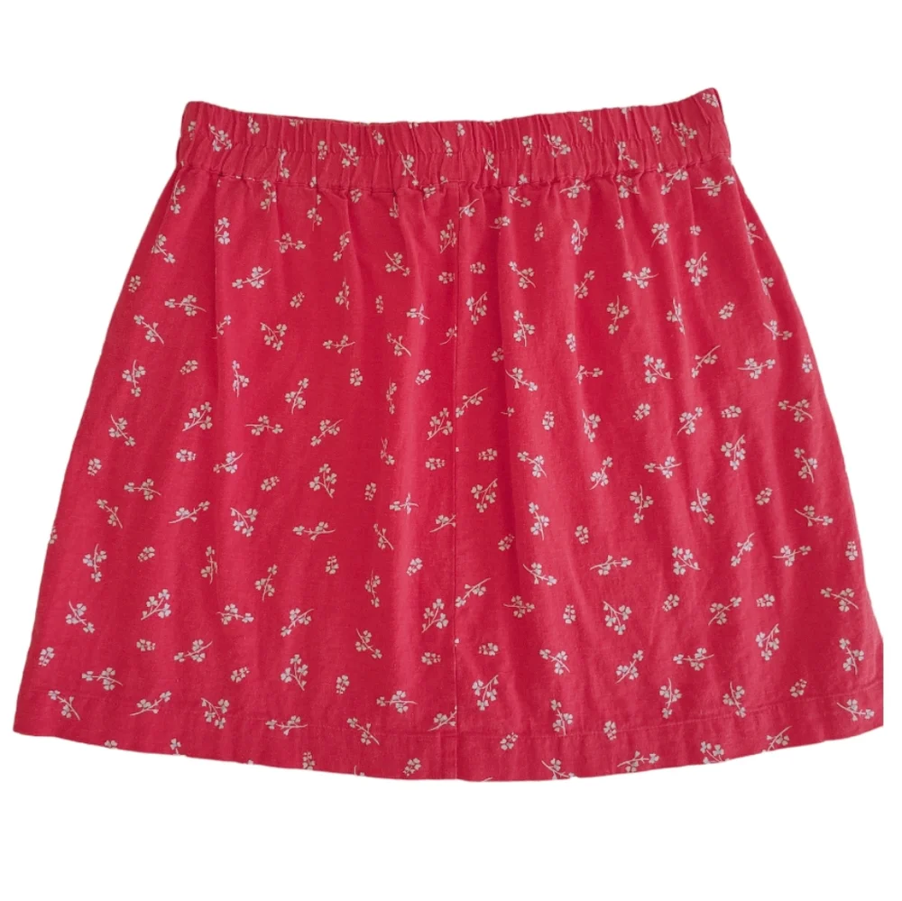 Loft red floral mini skirt